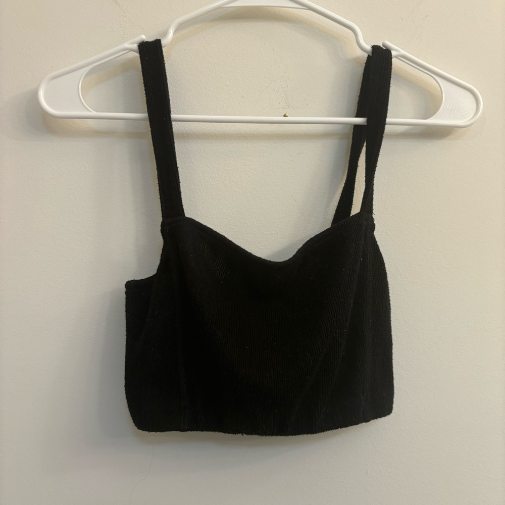 Zara Black Sleeveless Crop Top Size: S